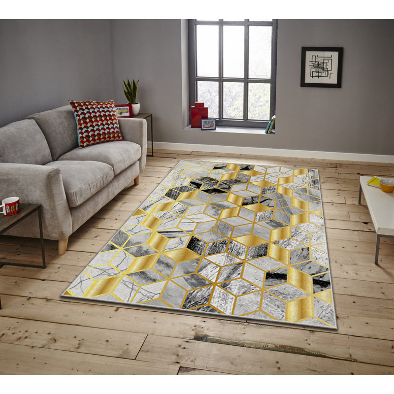Luxurious Area Rug, 100% Polyester, 5.9 x 9.2 Feet | 740 g/m² Weight, Non-Slip Felt Dot Underside, Easy Clean Velvet Fabric, 0.08 in Pile Height | Machine Washable, Perfect for Living Room & Bedroom Décor