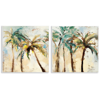 «Abstract Palm Trees», ensemble de 2 plaques murales par Lanie Loreth