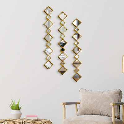 Ensemble de 3 miroirs décoratifs dorés pour la maison ou le bureau 35 po