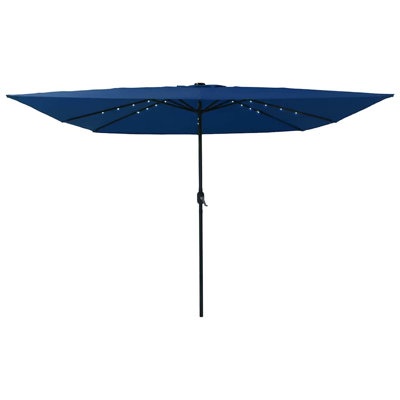 Garden Parasol with LED Strip Lights Polyester and Steel Sun Shade