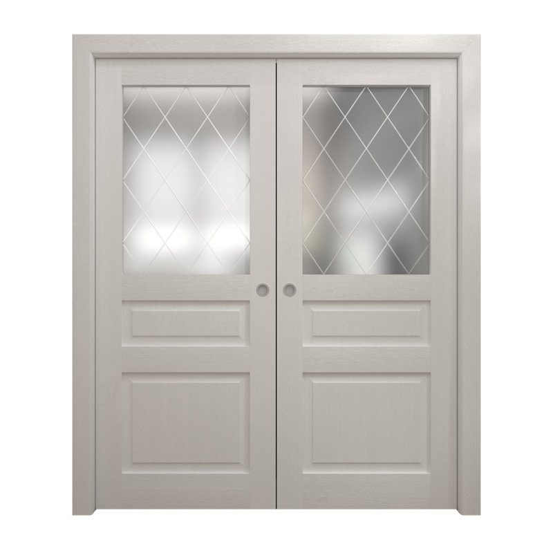 Portes coulissantes françaises à double poche | Ego 5011 | Ensemble de quincaillerie de rail | Portes intérieures modernes en bois massif pour chambre à coucher