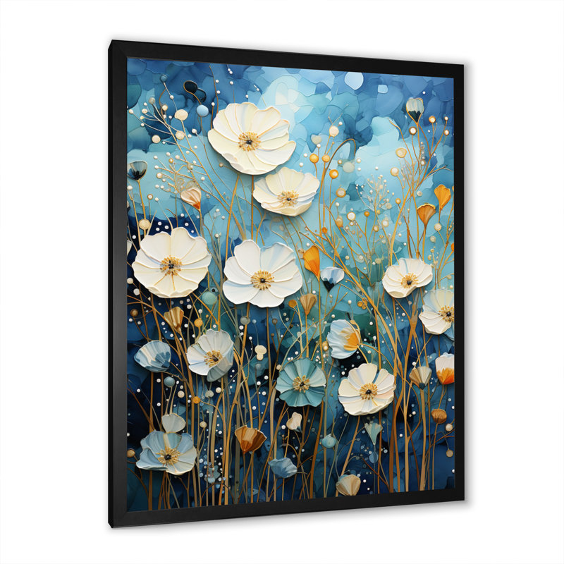 " Blue Tranquil Gardens II ", Black Single Picture Framed, 20" H x 12" W x 1" D