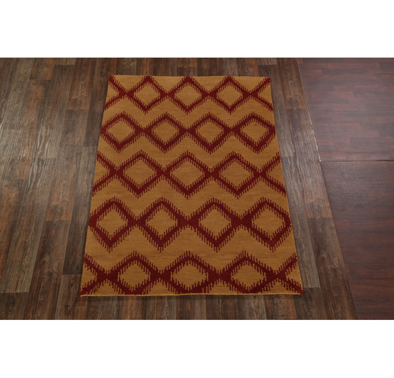 Tapis de la zone en laine brune 4 pi 11 po x 7 pi 10 po one-of-kind main-noué la 2010 Senac