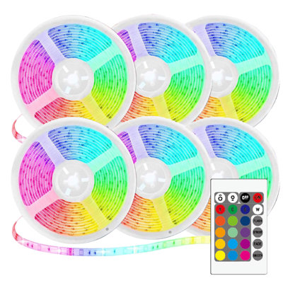 WBM Smart LED Strip Light, 5050 RGB Color Changing, RF Control for Bedroom, Kitchen (Pack of 6) -  LP-04-3PK