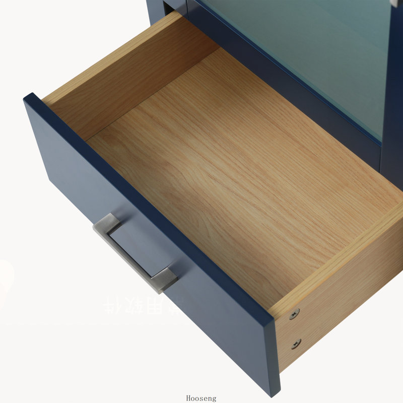 Meuble-lavabo de 50 cm avec lavabo en céramique et grand espace de rangement, Blue