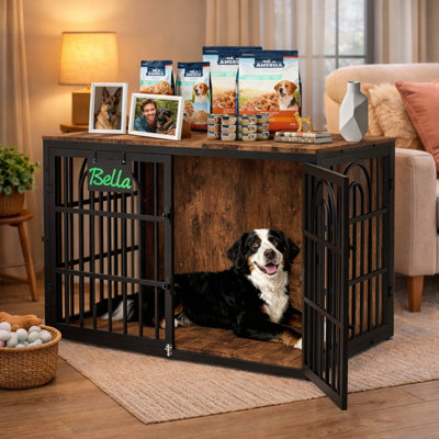 Caisse pour chien 38 po avec plateau en bois