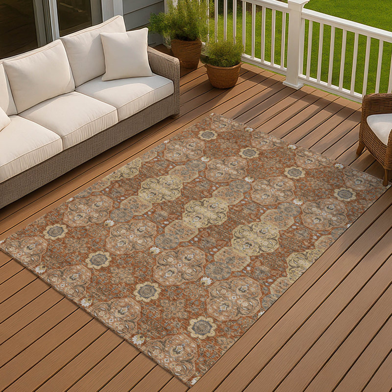 Tapis lavable à la machine intérieur / extérieur ACN2483, 8 pi x 10 pi, Paprika