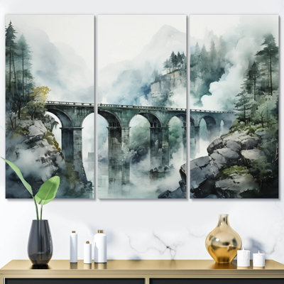 " Green Bridge Misty Overpass " 3 - Pieces