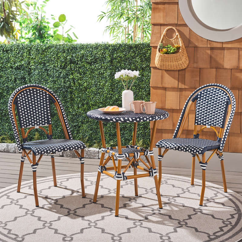 Ensemble bistro 23,75 po Adreian, Brun, Bleu marine/blanc