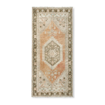 Auburn One-of-a-Kind Runner 3'8" X 8'3" Runner Area Rug Orange/Taupe/Brown/Aqua