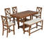 Ensemble de table de comptoir extensible en bois d'hévéa pour 6 avec rivets-1679852523