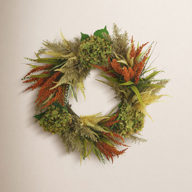 Lilbourn 28'' Fall Wreath with Hydrangeas and Heather