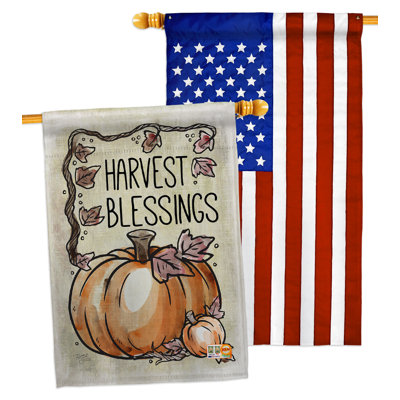 2 faces en polyester 40 po x 28 po harvest bénédictions drapeau pour la maison