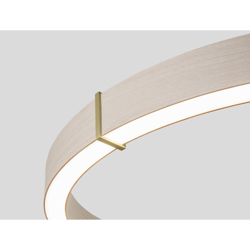 Luminaire suspendu à DEL 60 po Redeo, Laiton brossé, 2700 K, Chêne blanc délavé