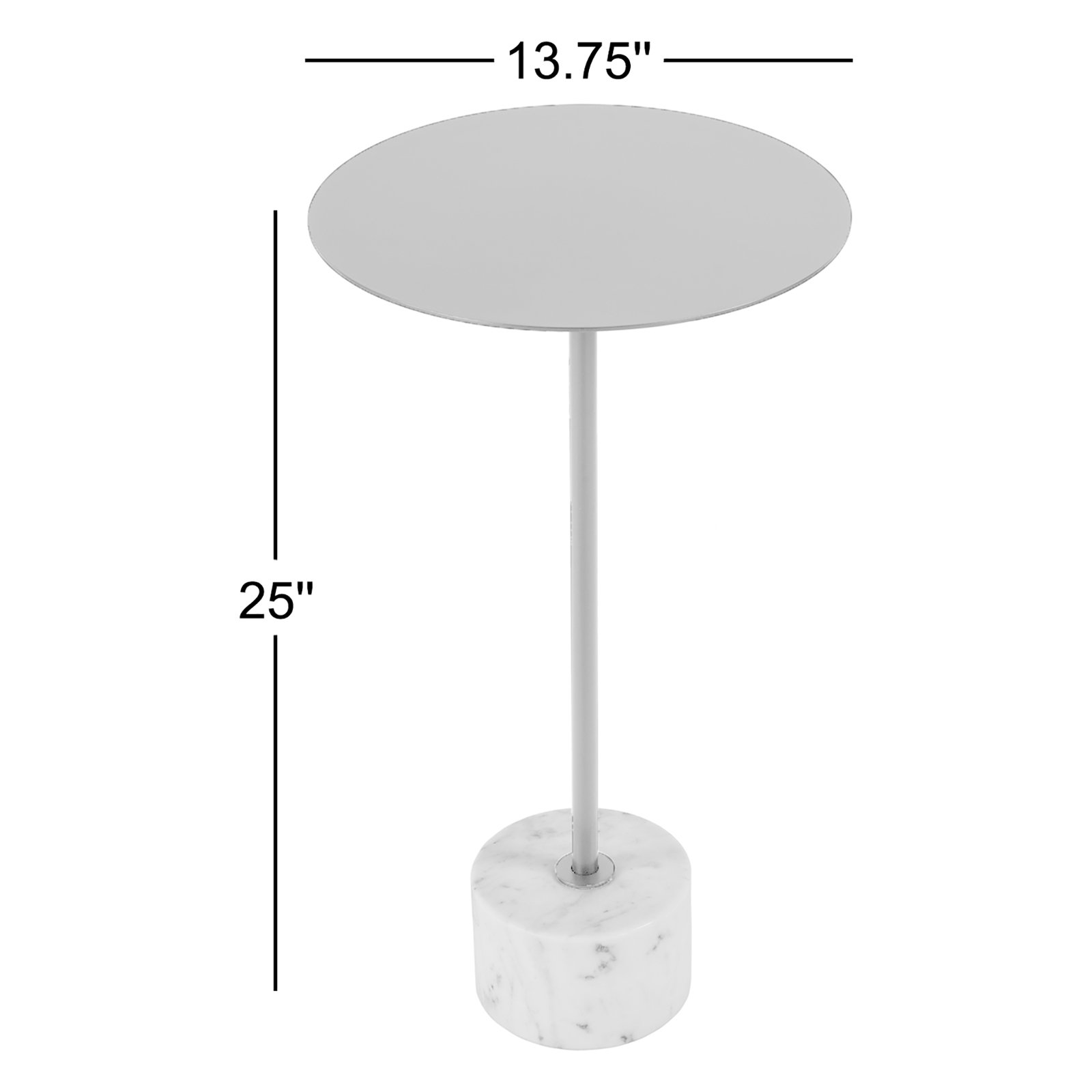 Kerstin 13.75 in. W Round Iron and Marble Side Table