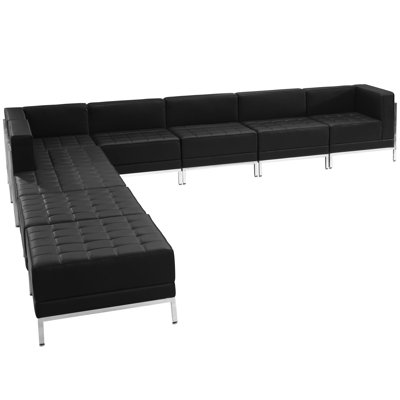 Hercules 9 Piece LeatherSoft Modular Sectional Configuration - Stainless Steel Legs