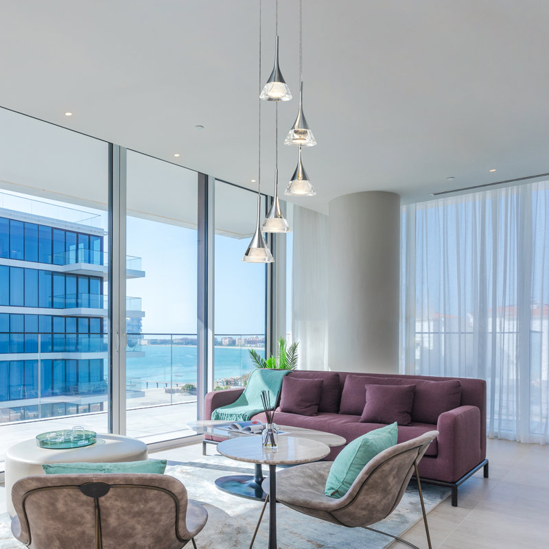 Amalfi 5-Light Height Adjustable ETL Certified Integrated LED Chandelier with Cone Shades, Polished Chrome