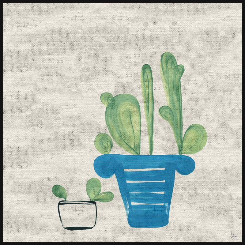 Cacti In A Pot by Marmont Hill - Floater Frame Print on Canvas, 30 cm H x 30 cm W x 3 cm D