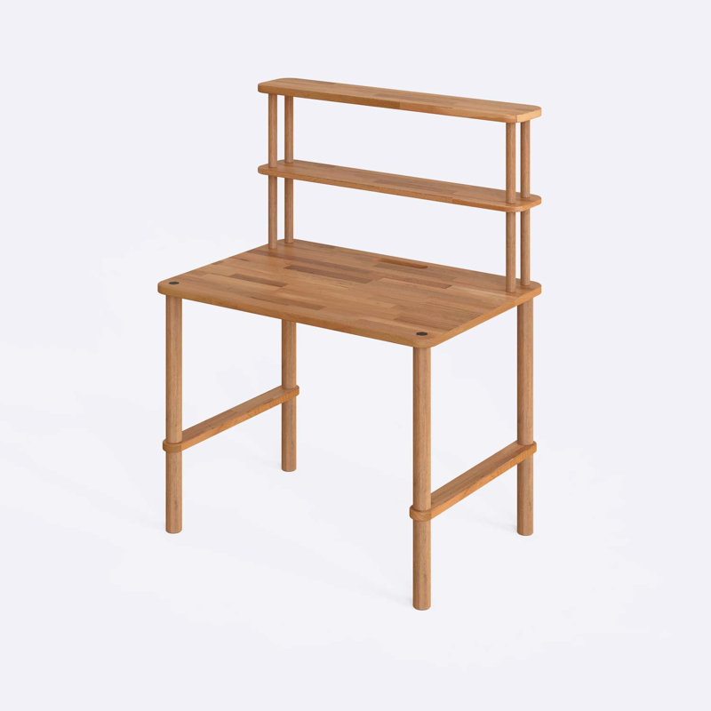Bureau d'ordinateur  Minimalist avec tablettes Demontha®, bureau et bureau en hêtre massif, H 29,9 po x l 39,3 po x P 27,5 po