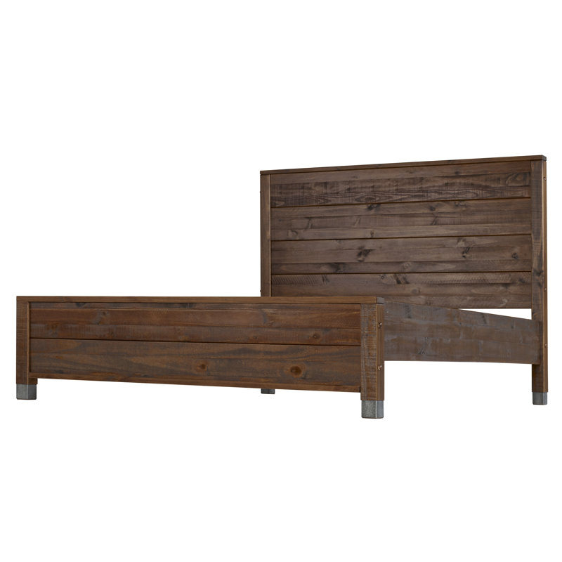 Lanora Solid Wood Panel Bed, Queen, Walnut