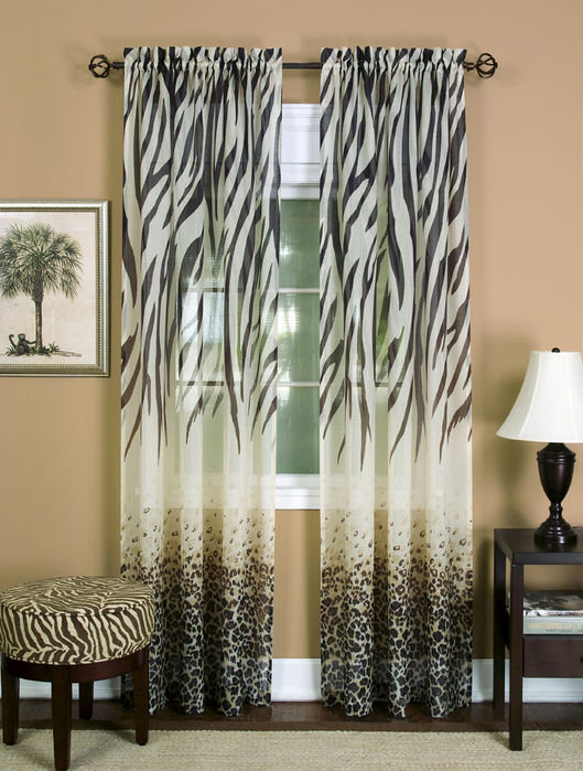 Anite Sheer Curtain Single Panel, 50" W x 63" L, Brown
