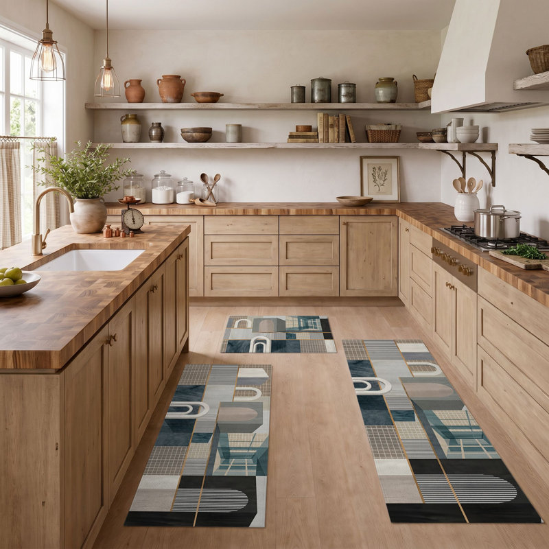 Tapis de cuisine géométriques antidérapants lavables