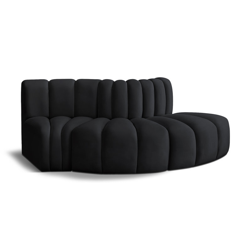 Iyre Upholstered Curved Sectional Reversible, Black Velvet