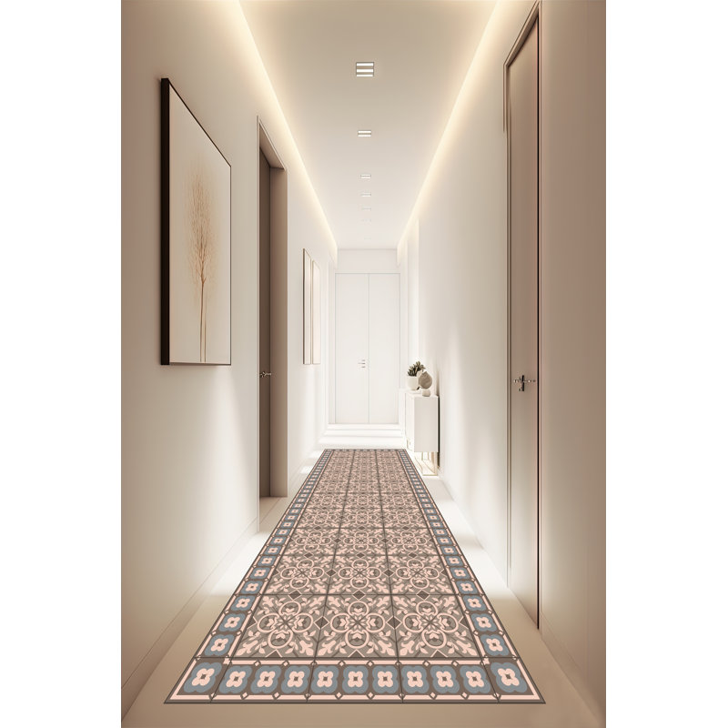 Emmerly Vinyl Machine Printed Area Rug, Rectangle 2'7.5" x 9'10.1"