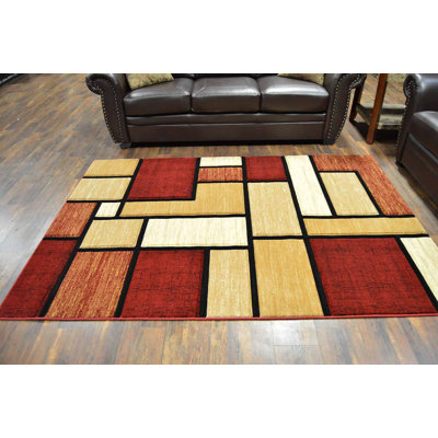 Tapis abstrait bourgogne / beige Mccampbell