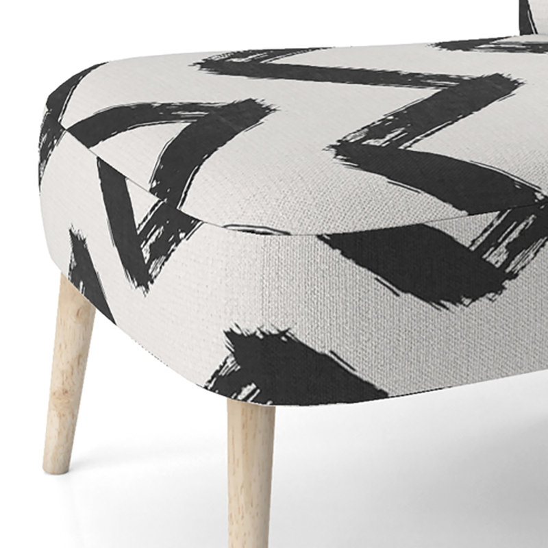 Chaise d'appoint rembourrée à motif à chevrons horizontaux noir