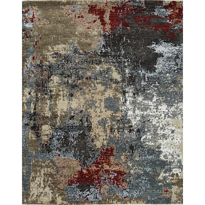 Hand Knotted Wool Area Rug in Gray