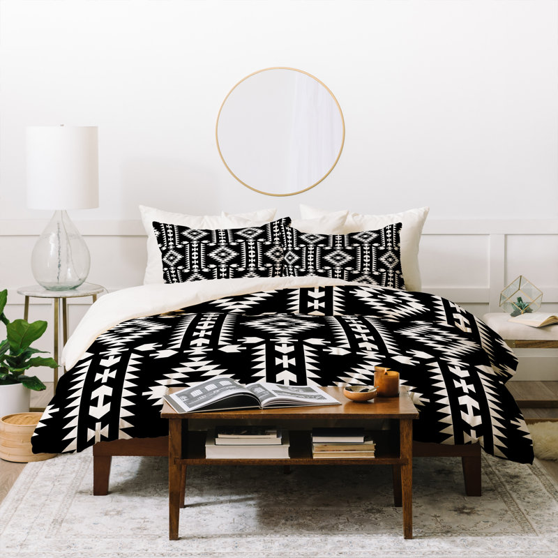 Housse de couette géométrique, Housse pour taille de lit simple / simple TG et un