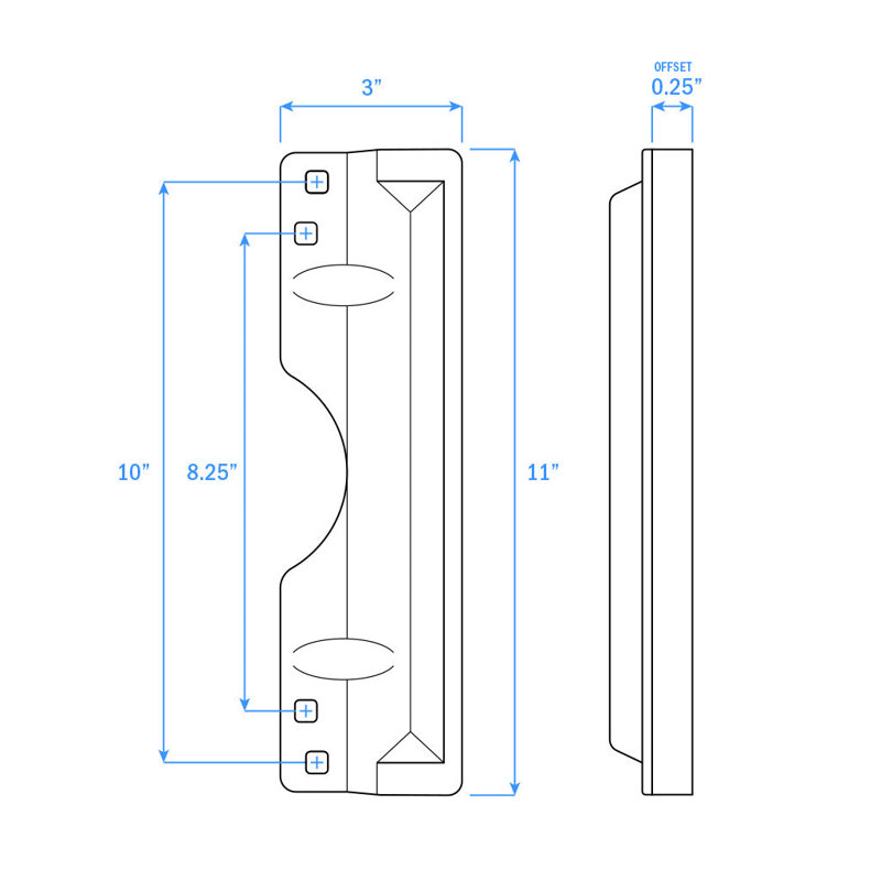 Protecteur de loquet de porte Nuk3y SS304, Acier Inoxydable, H 11 po x l 3 po x P 0,25 po