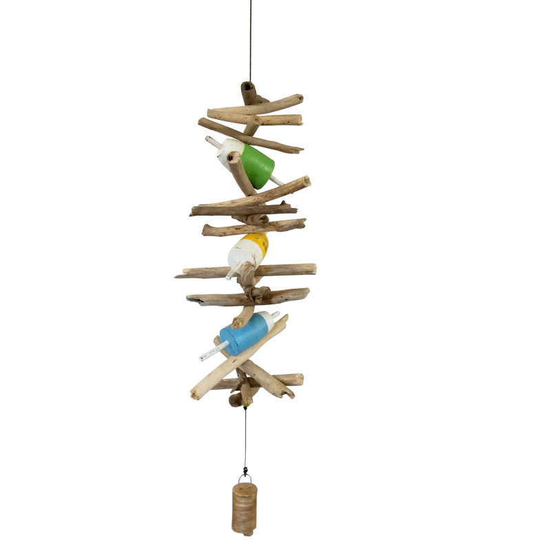 Cloche de poisson en bois flottant triple