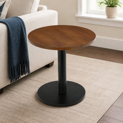 Table de salle à manger ronde 31,5 pouces en bois massif avec base en piédestal en métal, petite table de cuisine pour 2 à 4 personnes (table seulement)