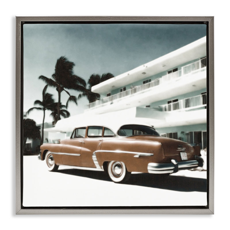 Art mural sur toile flottante Miami Classic par Noah Bay, H 25 po x l 25 po, Cadre flottant gris lustré
