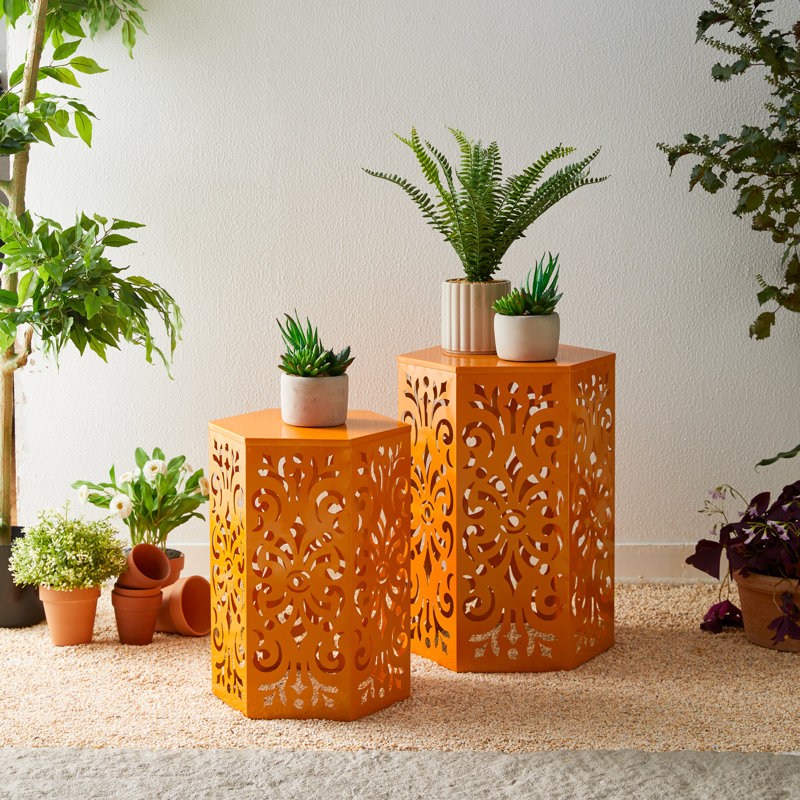 Tabouret d'appoint en métal Loiret, Orange