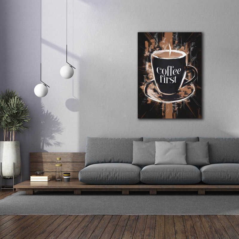 «Coffee First» par Andreas Magnusson, art mural sur toile, H 54 po x l 40 po x P 1,5 po