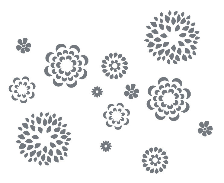 Adhésif décoratif motif floral, H 19 po x l 24 po x P 0,01 po, Gris orage