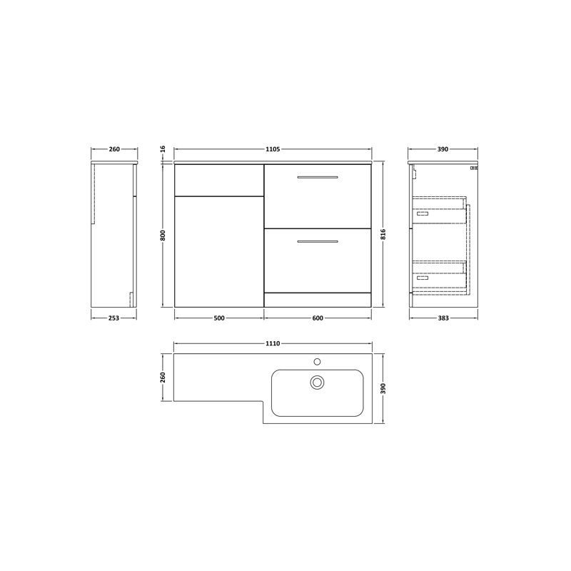 Arno Single Bathroom Vanity with Sits On Furniture Stone Basin, Bleached Oak