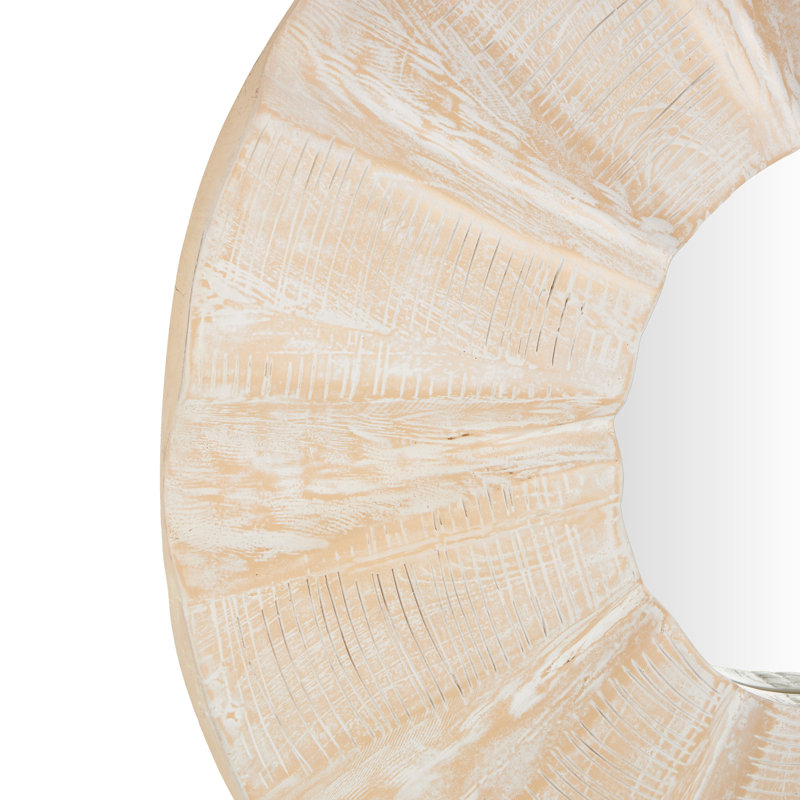 Grand miroir mural abstrait en bois de teck Cole and Grey