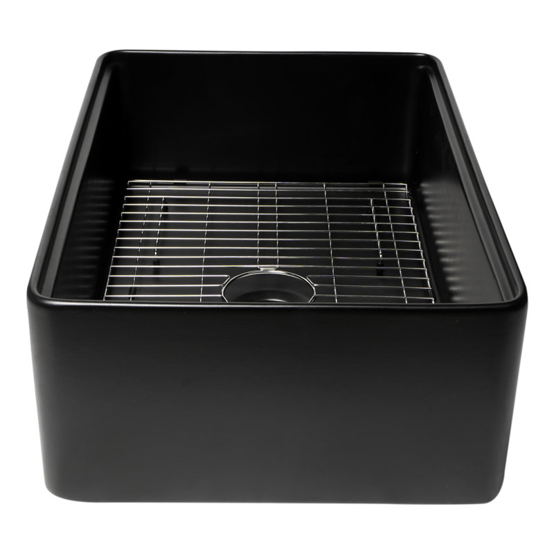 30'' L Single Bowl Fireclay Kitchen Sink, Black