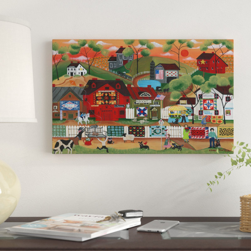 «Sunset At Old Country Village» par Cheryl Bartley, reproduction sur toile, H 12 po x l 19 po x P 2 po