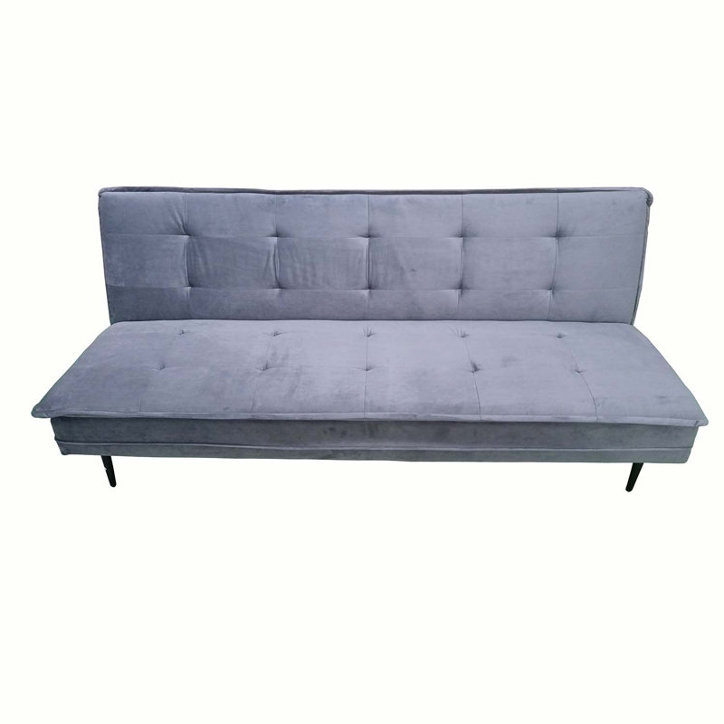 Canapé en velours de 76 po Gyuri, Velours gris