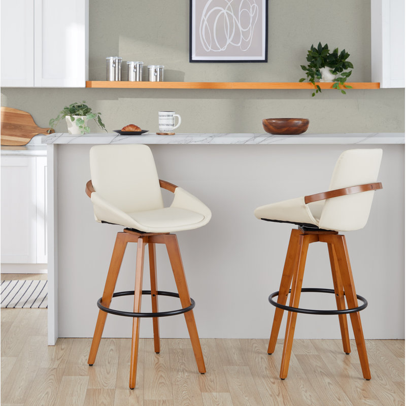 Tabouret pivotant Whitacre, Similicuir crème, Tabouret de bar (siège d'une hauteur de 29 po)