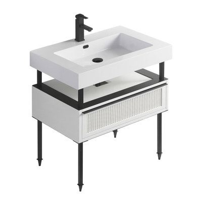 Strobel 30'' Single Bathroom Vanity with Manufactured Wood Top
