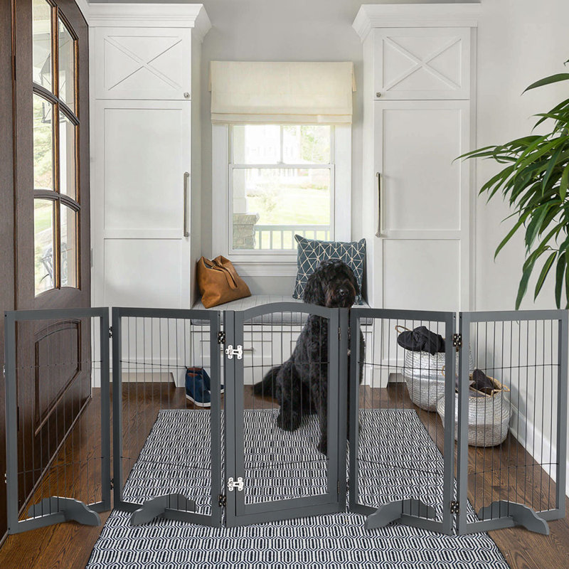 Freestanding Metal Folding Pet Gate, White, 280cm