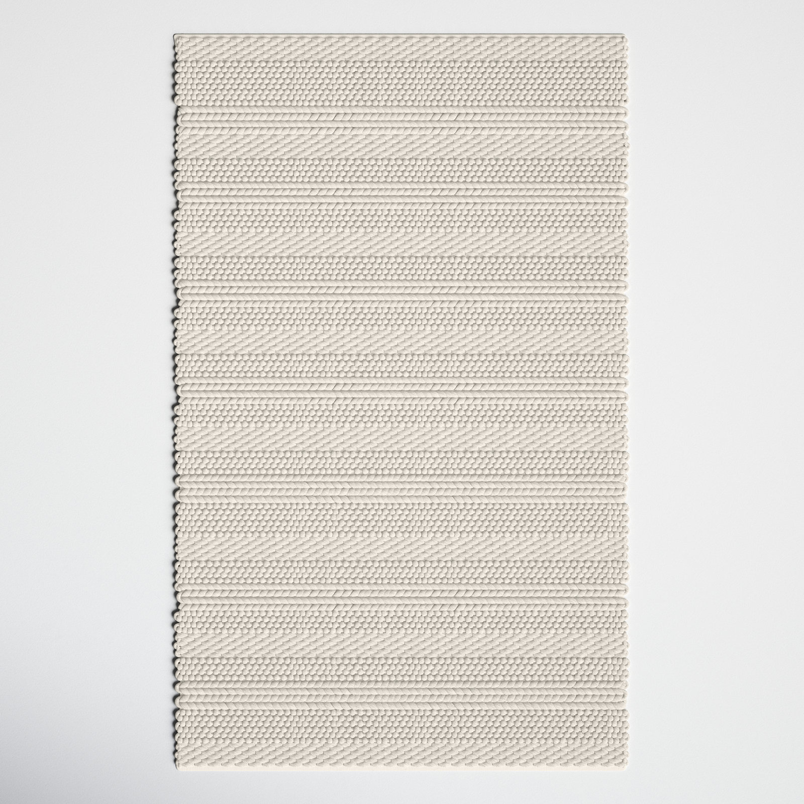 The Indoor Store Hand Knitted Chunky Wool Area Rug, Ivory/off White, Runner  