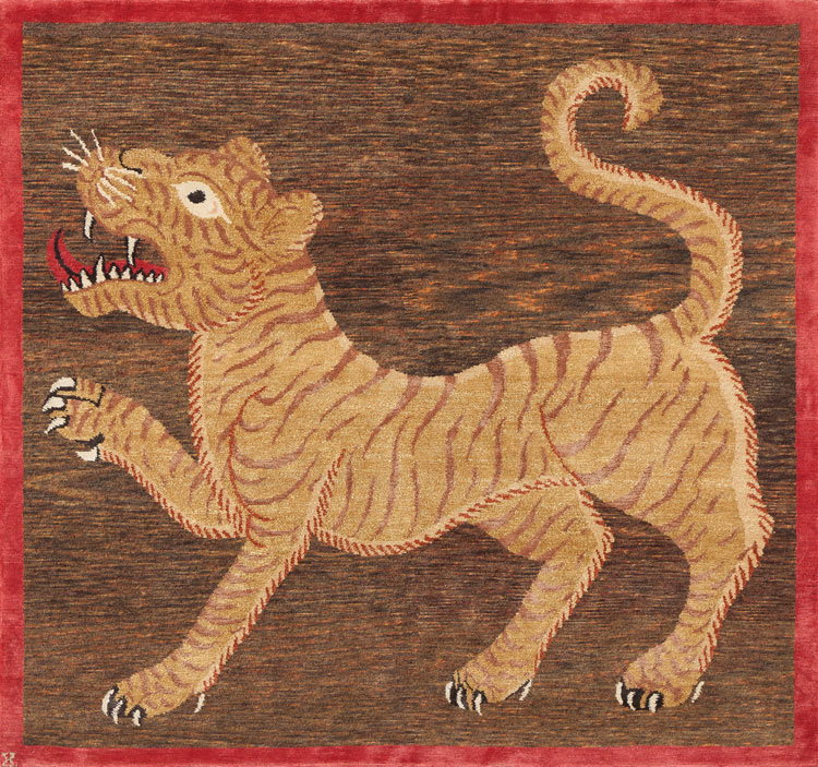 Khan Area Rug in Red/Brown/Gold, Rectangle 12' x 18'