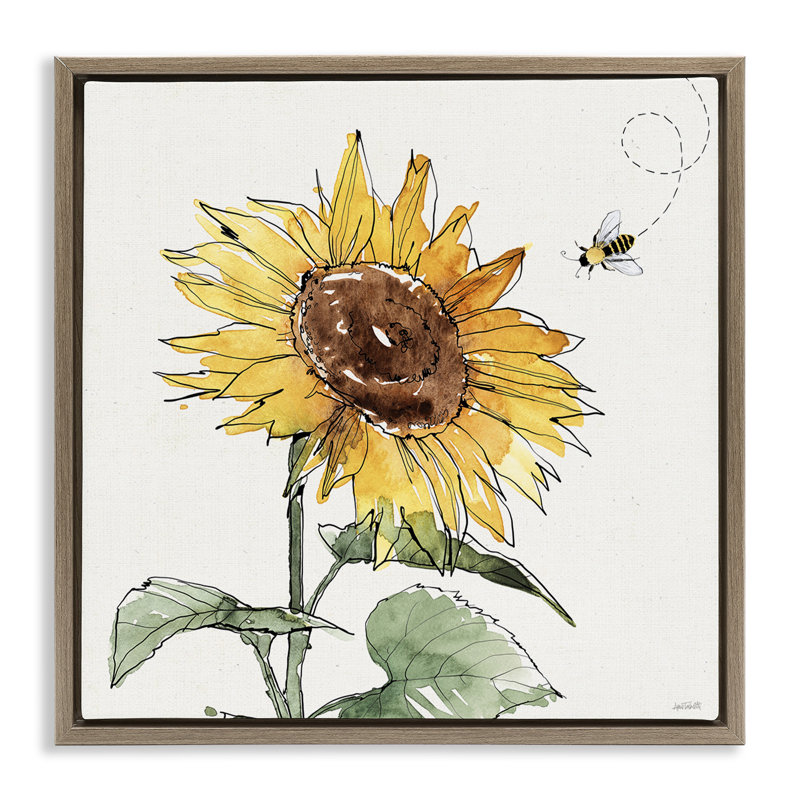 Tournesol joyeux, H 18 po x l 18 po, Cadre flottant orme Montalcino